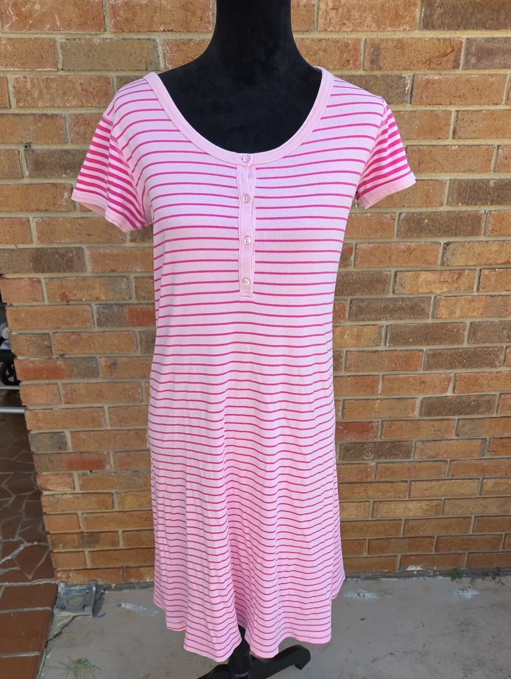 NWOT Hanna Andersson Pink Cotton Striped Short Sleeve Nightgown Size XS